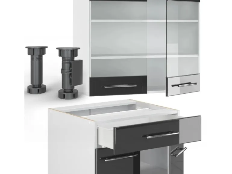 Vicco Fame-Line Singleküche Anthrazit 140 cm ohne Arbeitsplatte ohne E-Geräte