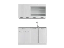 Vicco Fame-Line Singleküche Weiß Landhaus/Weiß 140 cm ohne Arbeitsplatte ohne E-Geräte