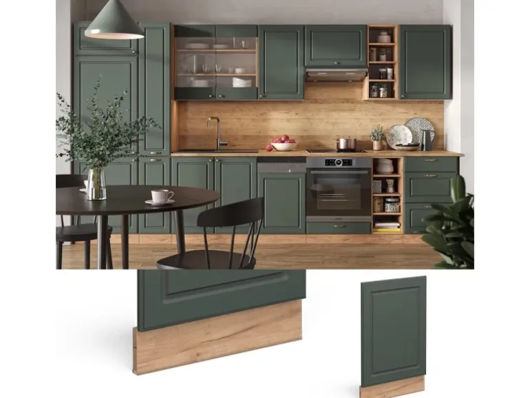 Vicco Frontblende Fame-Line Grün-Gold Landhaus/Goldkraft Eiche 45 cm ohne Arbeitsplatte