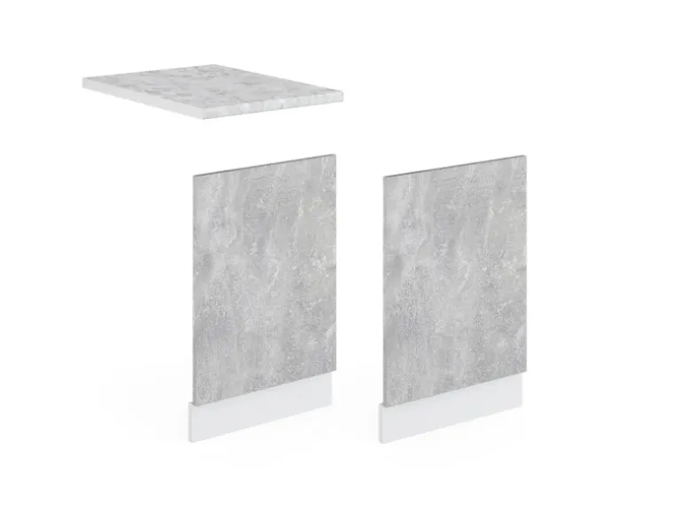 Vicco Frontblende R-Line Geschirrspüler Fronttür Beton/Weiß 45 cm ohne Arbeitsplatte