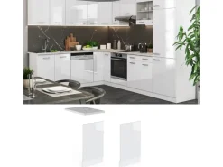 Vicco Frontblende R-Line Geschirrspüler Fronttür Weiß Hochglanz/Weiß 45 cm AP Eiche