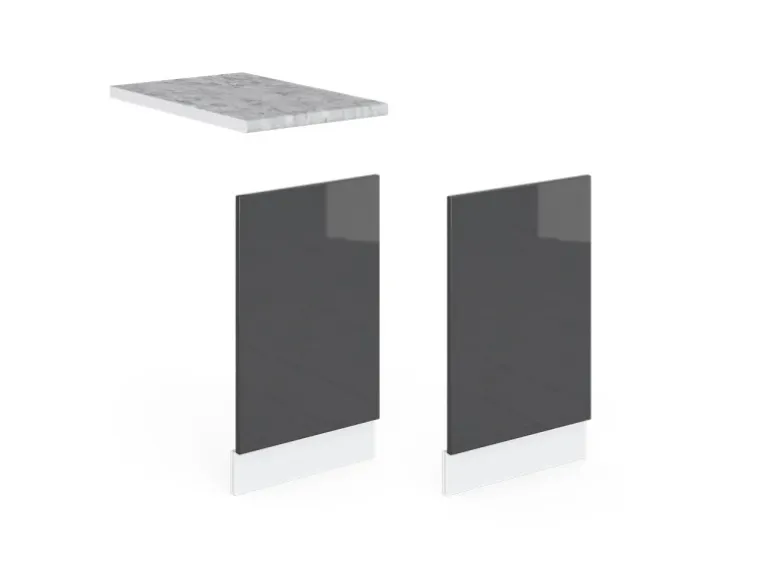 Vicco Frontblende R-Line Geschirrspüler Fronttür Anthrazit Hochglanz/Weiß 45 cm AP Eiche