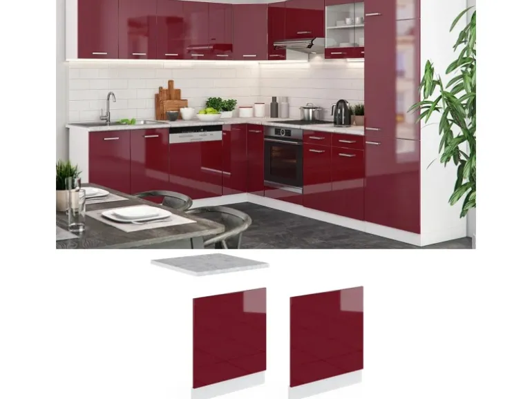 Vicco Frontblende R-Line Geschirrspüler Fronttür Rot/Weiß 60 cm ohne Arbeitsplatte