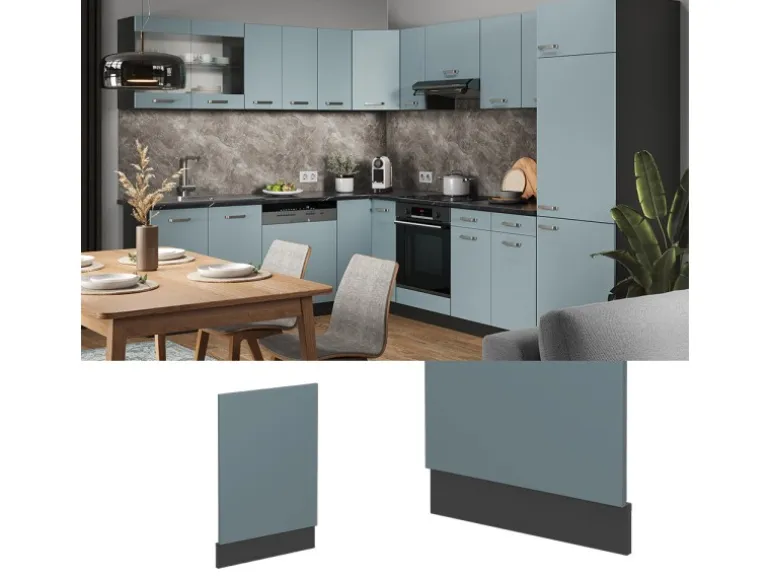 Vicco Frontblende R-Line Geschirrspüler Fronttür Blau-Grau/Anthrazit AP Marmor