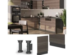 Vicco Frontblende R-Line Geschirrspüler Fronttür Edelgrau 45 cm AP Eiche