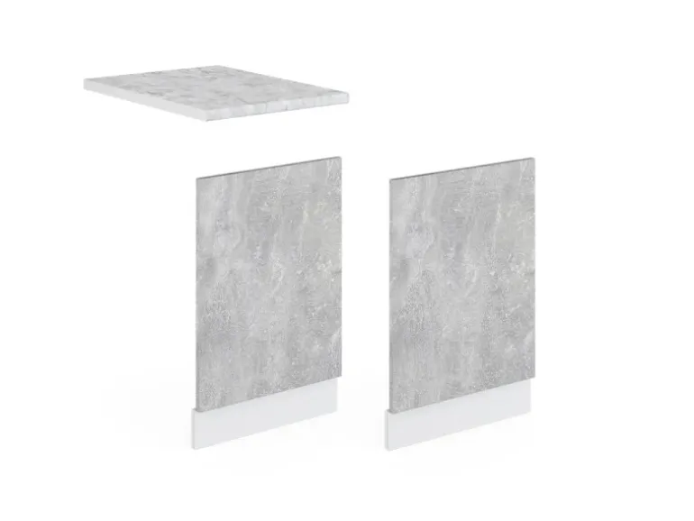 Vicco Frontblende R-Line Geschirrspüler Fronttür Beton/Weiß 45 cm AP Marmor