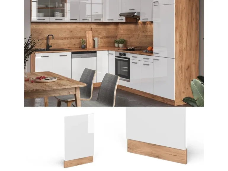 Vicco Frontblende R-Line Weiß Hochglanz/Goldkraft Eiche 45 cm ohne Arbeitsplatte