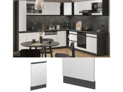 Vicco Frontblende R-Line Weiß/Anthrazit 45 cm J-Shape ohne Arbeitsplatte