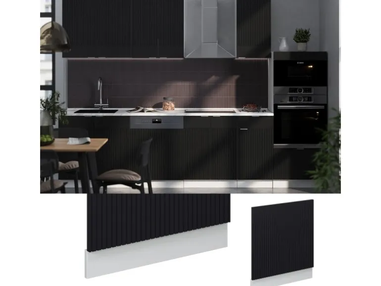 Vicco Geschirrspülblende Fame-Line Schwarz Gestreift 60 cm ohne Arbeitsplatte