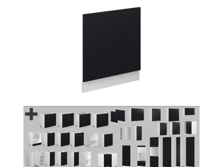 Vicco Geschirrspülblende Fame-Line Schwarz Gestreift 60 cm ohne Arbeitsplatte