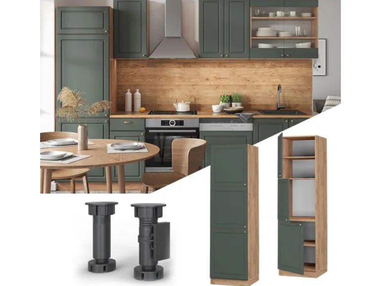 Vicco Herdumbauschrank Fame-Line Grün-Gold Landhaus/Goldkraft Eiche 60 cm