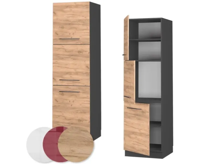 Vicco Herdumbauschrank Fame-Line Herdschrank Goldkraft Eiche/Anthrazit 60 cm