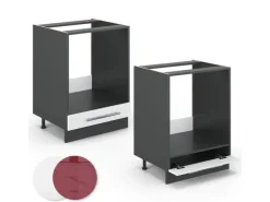 Vicco Herdumbauschrank Fame-Line Weiß Hochglanz/Anthrazit 60 cm ohne Arbeitsplatte