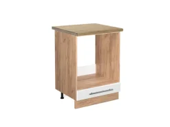 Vicco Herdumbauschrank Fame-Line Weiß Hochglanz/Goldkraft Eiche 60 cm AP Eiche