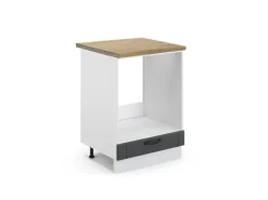 Vicco Herdumbauschrank Fame-Line Anthrazit Landhaus/Weiß 60 cm AP Eiche