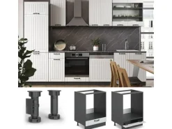 Vicco Herdumbauschrank Fame-Line Weiß Landhaus/Anthrazit 60 cm ohne Arbeitsplatte