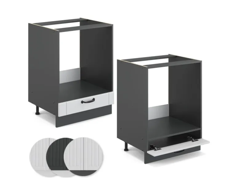 Vicco Herdumbauschrank Fame-Line Weiß Landhaus/Anthrazit 60 cm ohne Arbeitsplatte