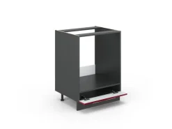 Vicco Herdumbauschrank Fame-Line Bordeaux Hochglanz/Anthrazit 60 cm AP Marmor