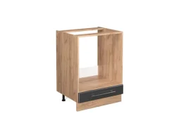 Vicco Herdumbauschrank Fame-Line Anthrazit Hochglanz/Goldkraft Eiche 60 cm ohne Arbeitsplatte