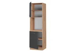 Vicco Herdumbauschrank Fame-Line Anthrazit Hochglanz/Goldkraft Eiche 60 cm Offen