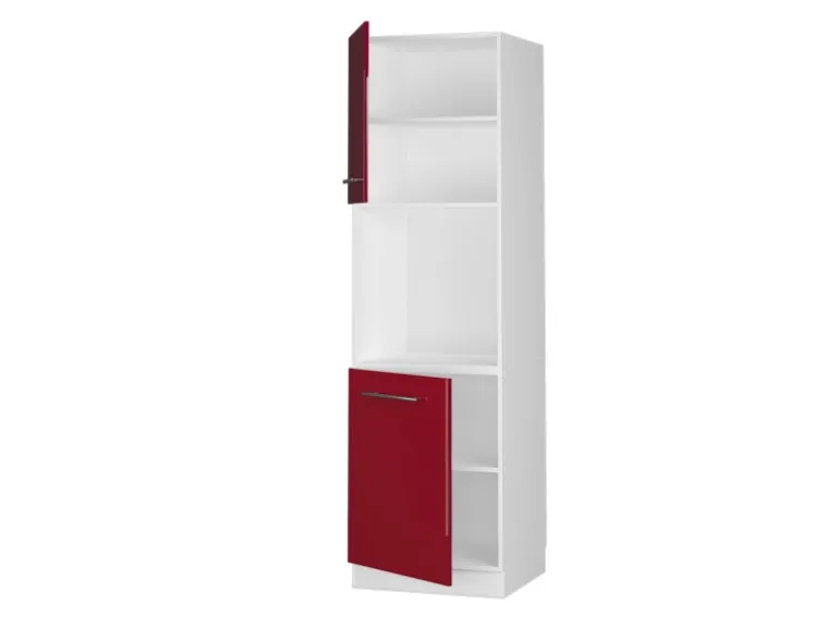 Vicco Herdumbauschrank Fame-Line Bordeaux Hochglanz/Weiß 60 cm mit Offenem Regal