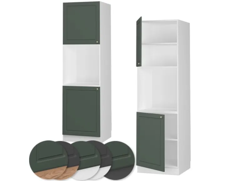 Vicco Herdumbauschrank Fame-Line Herdschrank Grün-Gold Landhaus/Weiß 60 cm Offen