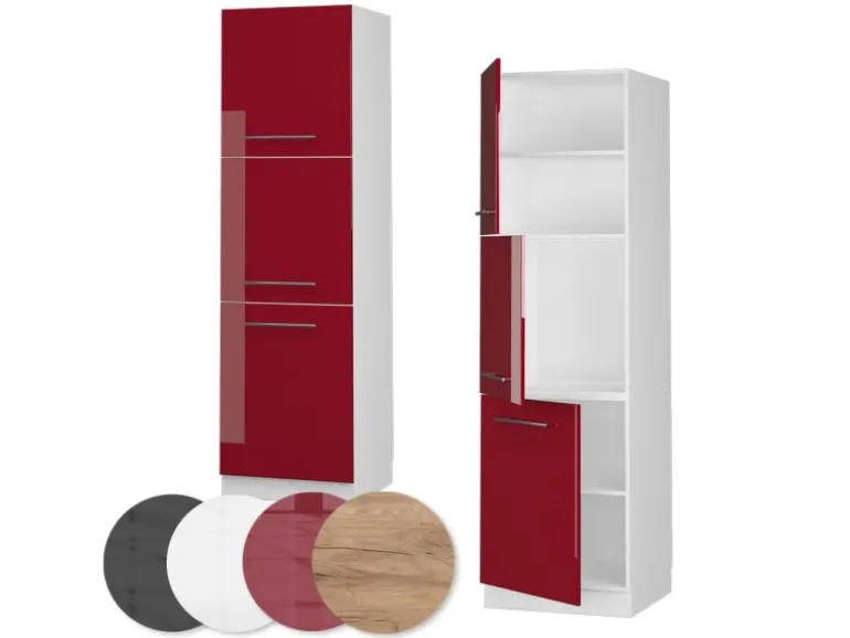 Vicco Herdumbauschrank Fame-Line Herdschrank Bordeaux Hochglanz/Weiß 60 cm