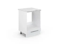 Vicco Herdumbauschrank Fame-Line Weiß Hochglanz/Weiß 60 cm AP Marmor