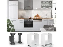Vicco Herdumbauschrank Fame-Line Weiß Hochglanz/Weiß 60 cm AP Marmor