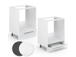 Vicco Herdumbauschrank Fame-Line Weiß Hochglanz/Weiß 60 cm AP Marmor