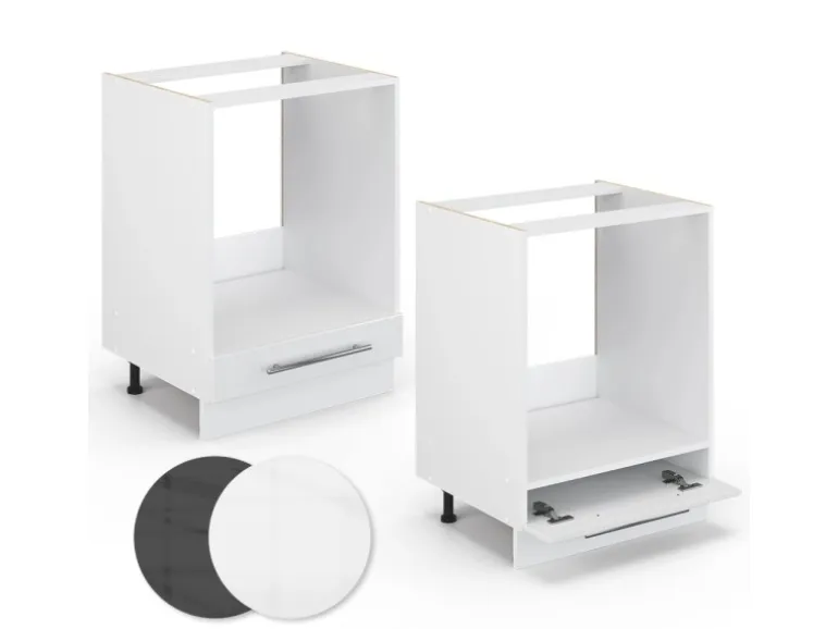 Vicco Herdumbauschrank Fame-Line Weiß Hochglanz/Weiß 60 cm AP Marmor