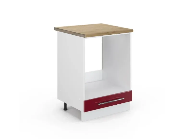 Vicco Herdumbauschrank Fame-Line Bordeaux Hochglanz/Weiß 60 cm AP Eiche