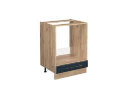 Vicco Herdumbauschrank Fame-Line Dunkelblau Hochglanz/Goldkraft Eiche 60 cm ohne Arbeitsplatte