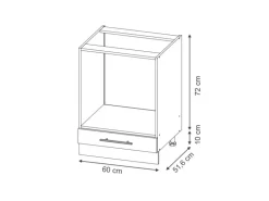 Vicco Herdumbauschrank Fame-Line Dunkelblau Hochglanz/Goldkraft Eiche 60 cm ohne Arbeitsplatte