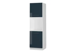 Vicco Herdumbauschrank Fame-Line Dunkelblau Hochglanz/Weiß 60 cm mit Offenem Regal