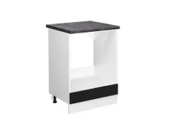 Vicco Herdumbauschrank R-Line Schwarz Hochglanz/Weiß 60 cm AP Anthrazit