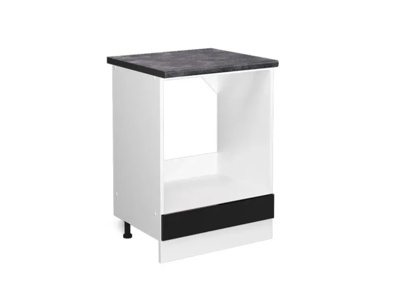 Vicco Herdumbauschrank R-Line Schwarz Hochglanz/Weiß 60 cm AP Anthrazit