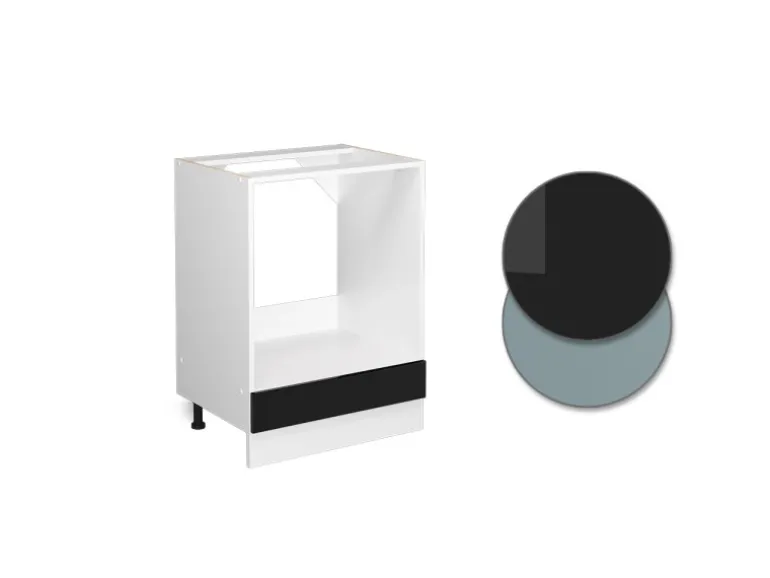 Vicco Herdumbauschrank R-Line Schwarz Hochglanz/Weiß 60 cm AP Anthrazit