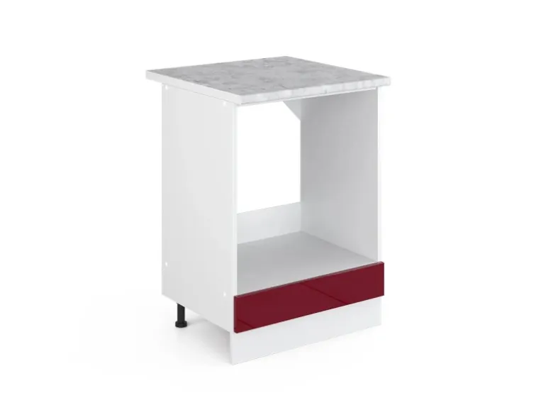 Vicco Herdumbauschrank R-Line Bordeaux Hochglanz/Weiß 60 cm AP Marmor