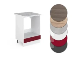 Vicco Herdumbauschrank R-Line Bordeaux Hochglanz/Weiß 60 cm AP Marmor