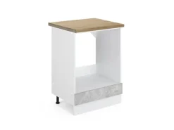 Vicco Herdumbauschrank R-Line Herdschrank Beton/Weiß 60 cm AP Eiche