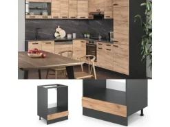 Vicco Herdumbauschrank R-Line Goldkraft Eiche/Anthrazit 60 cm AP Eiche mit Anthrazit Korpus