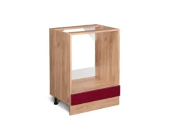 Vicco Herdumbauschrank R-Line Bordeaux Hochglanz/Goldkraft Eiche 60 cm ohne Arbeitsplatte