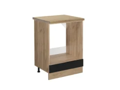 Vicco Herdumbauschrank R-Line Schwarz Hochglanz/Goldkraft Eiche 60 cm AP Eiche