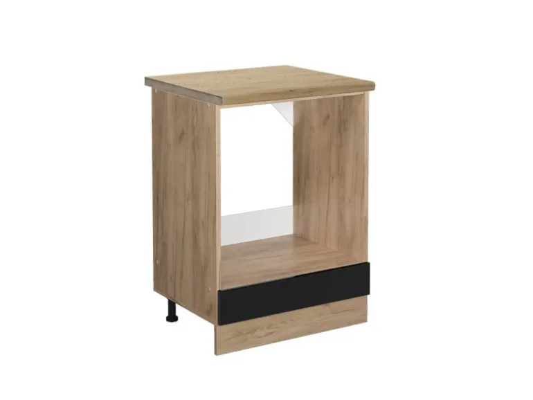 Vicco Herdumbauschrank R-Line Schwarz Hochglanz/Goldkraft Eiche 60 cm AP Eiche