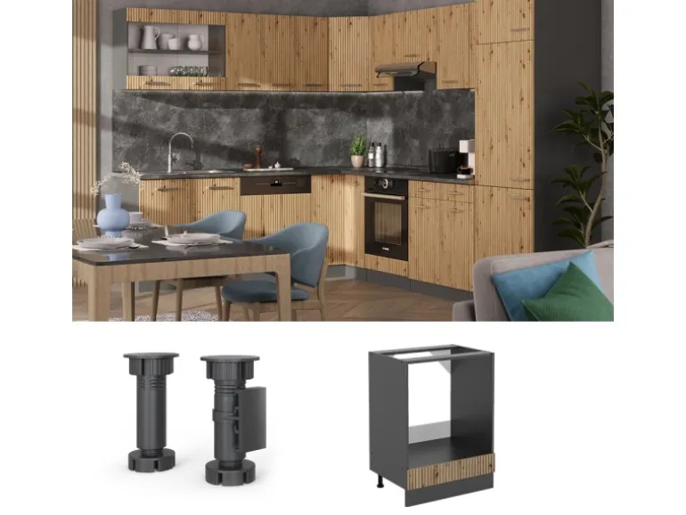 Vicco Herdumbauschrank R-Line Artisan-Eiche/Anthrazit 60 cm ohne Arbeitsplatte