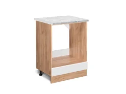 Vicco Herdumbauschrank R-Line Herdschrank Weiß Hochglanz 60 cm AP Marmor