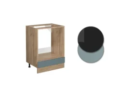 Vicco Herdumbauschrank R-Line Blau-Grau/Goldkraft Eiche 60 cm AP Anthrazit