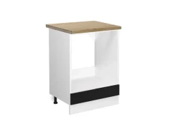 Vicco Herdumbauschrank R-Line Herdschrank Schwarz Hochglanz/Weiß 60 cm AP Eiche
