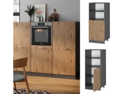 Vicco Herdumbauschrank R-Line Herdschrank Artisan-Eiche/Anthrazit 60 cm
